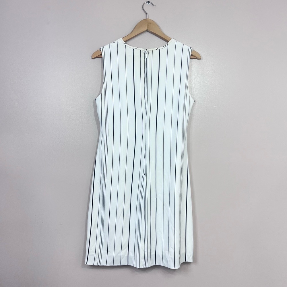 Calvin Klein Crew Neck Sleeveless Women's Shift Dress White Stripes Size 8 - Picture 4 of 12